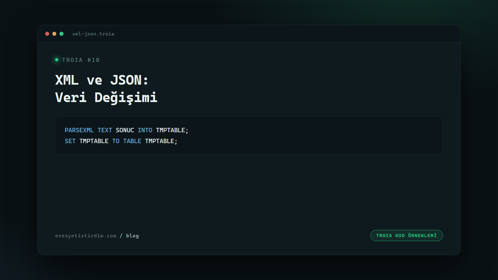 TROIA'da XML ve JSON: Web Servislerde Veri Değişimi