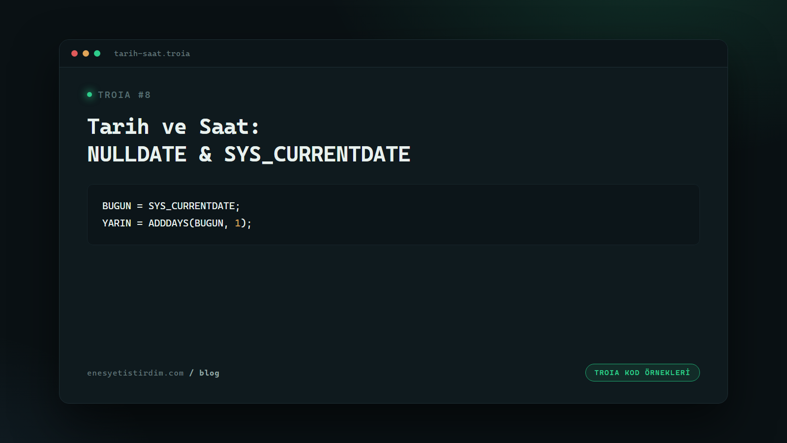 TROIA'da Tarih ve Saat: NULLDATE, SYS_CURRENTDATE ve Formatlama